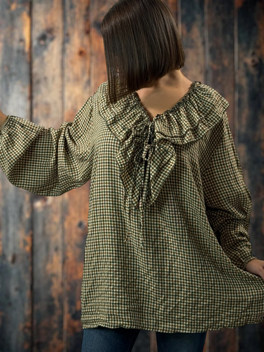 COLINE - BLOUSE A PETITS CARREAUX  JUSQU'A LA TAILLE 52/54