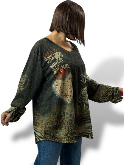MARYLIN - TOP OVERSIZE FLUIDE SCINTILLANT JUSQU'A LA TAILLE 54