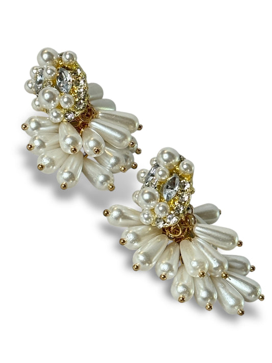 LOUANE - BOUCLES D'OREILLES AVEC PERLE ET STRASS