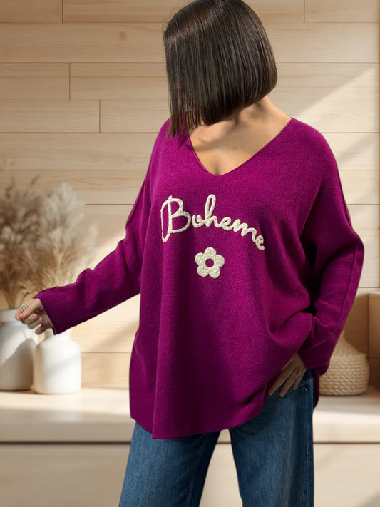 ORLANE - PULL OVERSIZE CYCLAMEN JUSQU'A LA TAILLE 54