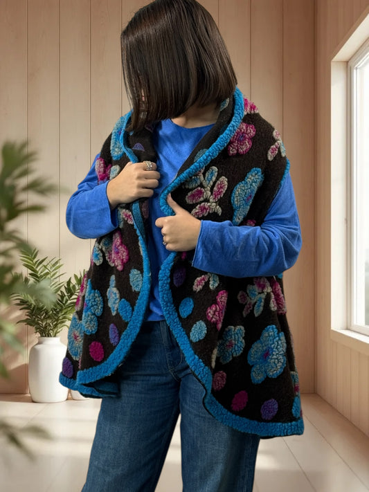 CHOCOLAT - GILET EN LAINE BOUILLIE JUSQU'A LA TAILLE 52