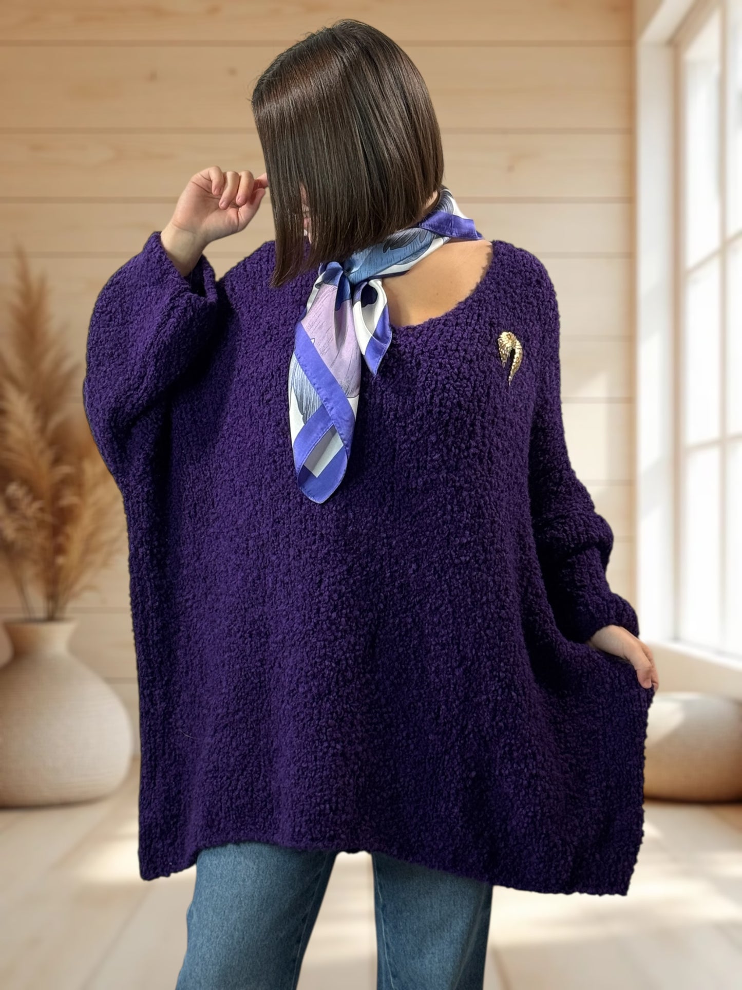 LAETITIA - PULL VIOLET OVERSIZE JUSQU'A LA TAILLE 58