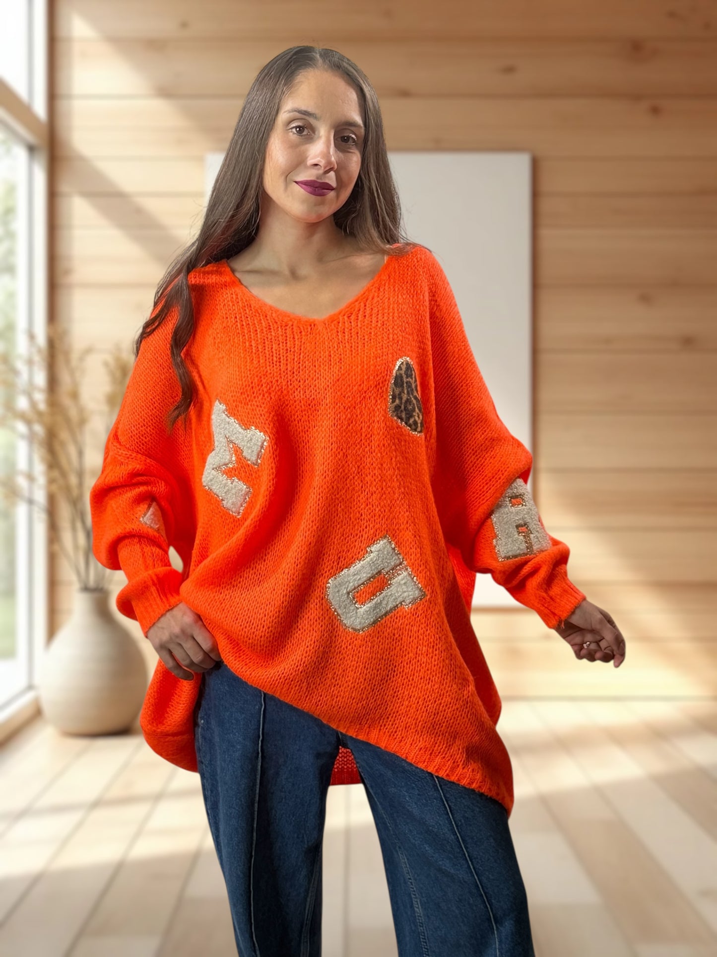 JAMES - PULL OVERSIZE ORANGE JUSQU'A LA TAILLE 56