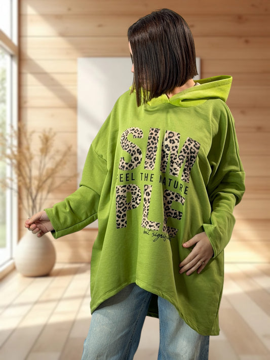 ELLIOT - SWEAT A CAPUCHE OVERSIZE VERT JUSQU'A LA TAILLE 56