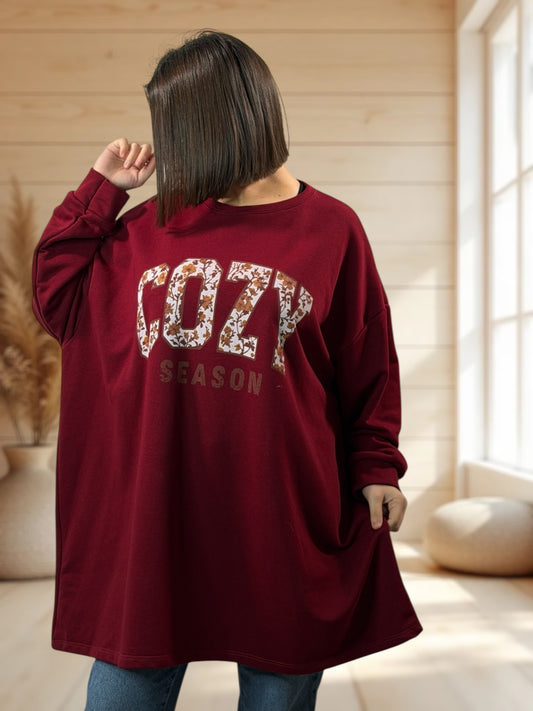 BERGAMOTE - SWEAT OVERSIZE BORDEAUX JUSQU'A LA TAILLE 56/58