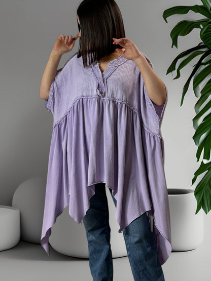 LOUNA - TUNIQUE LILAS ASYMETRIQUE JUSQU'A LA TAILLE 54/56