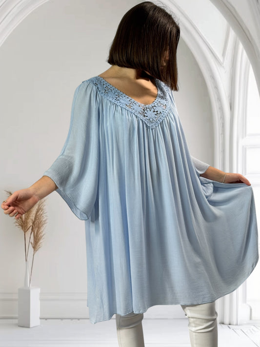 LOLITA - TUNIQUE OVERSIZE BLEU CIEL JUSQU'A LA TAILLE 58