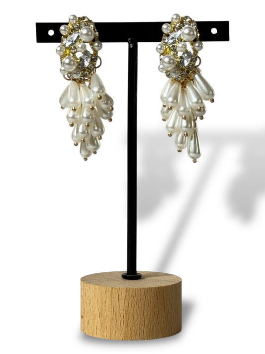 LOUANE - BOUCLES D'OREILLES AVEC PERLE ET STRASS