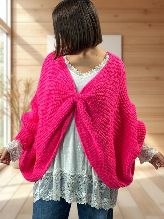 ELLA - PULL OVERSIZE FUCHSIA JUSQU'A LA TAILLE 56