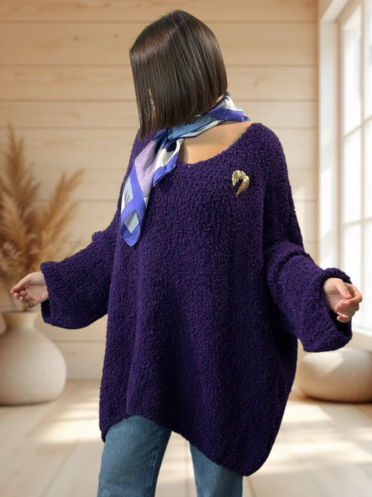 LAETITIA - PULL VIOLET OVERSIZE JUSQU'A LA TAILLE 58