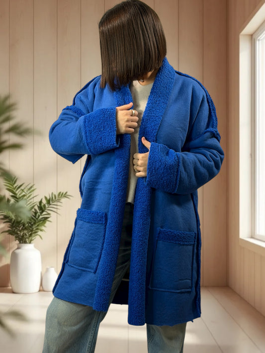 FREDERICO - VESTE BLEUE OVERSIZE JUSQU'A LA TAILLE 52