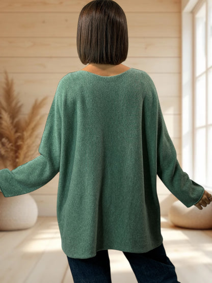 LARA - PULL OVERSIZE VERT CELADON JUSQU'A LA TAILLE 54
