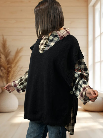 AURELIE - PULL NOIR SANS MANCHES JUSQU'A LA TAILLE 52