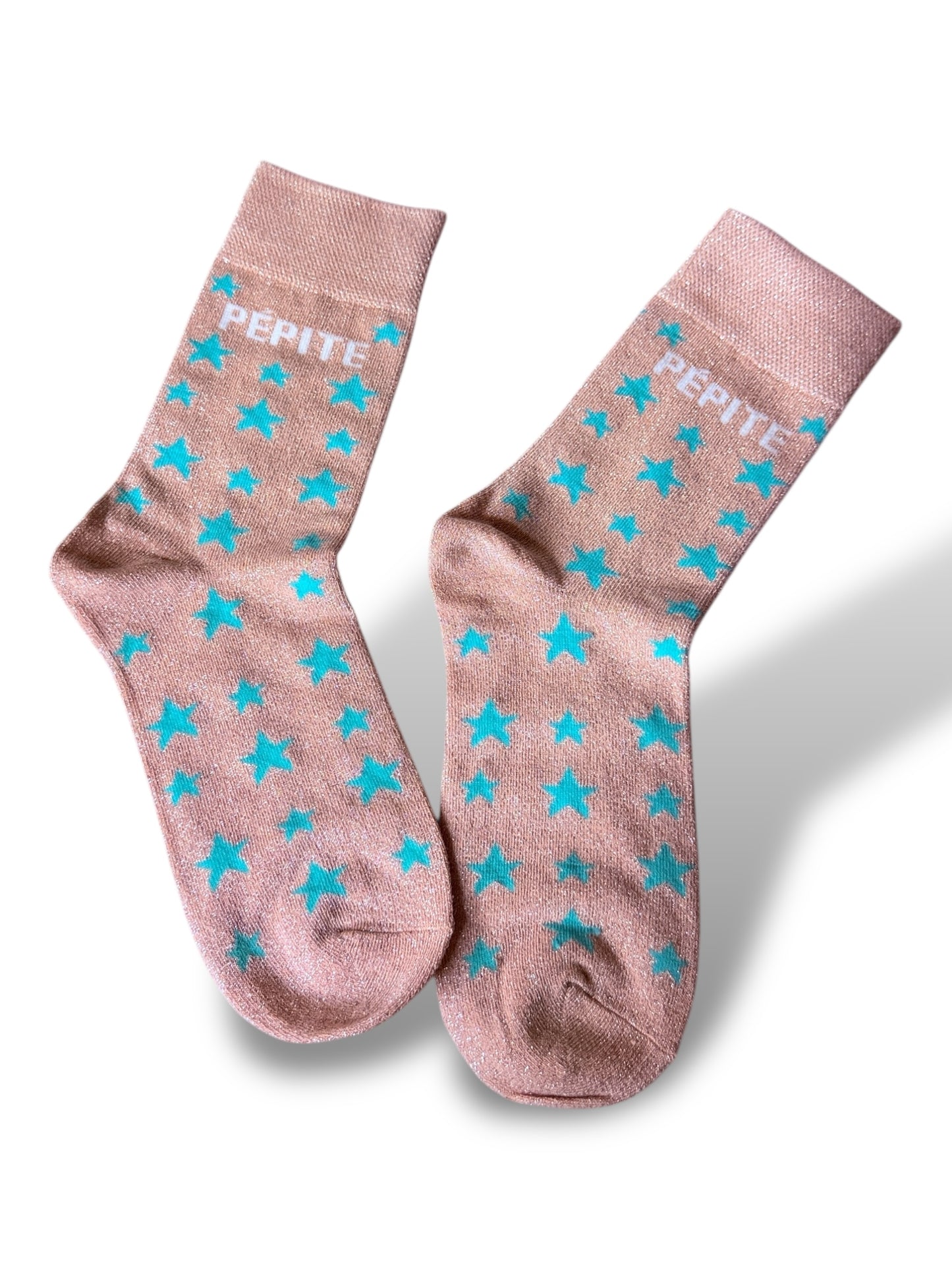 CHAUSSETTES SCINTILLANTES PEPITE ROSE