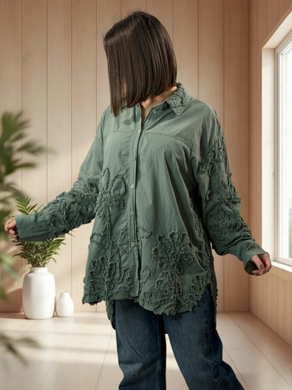 CAROLA - CHEMISE OVERSIZE KAKI JUSQU'A LA TAILLE 50/52