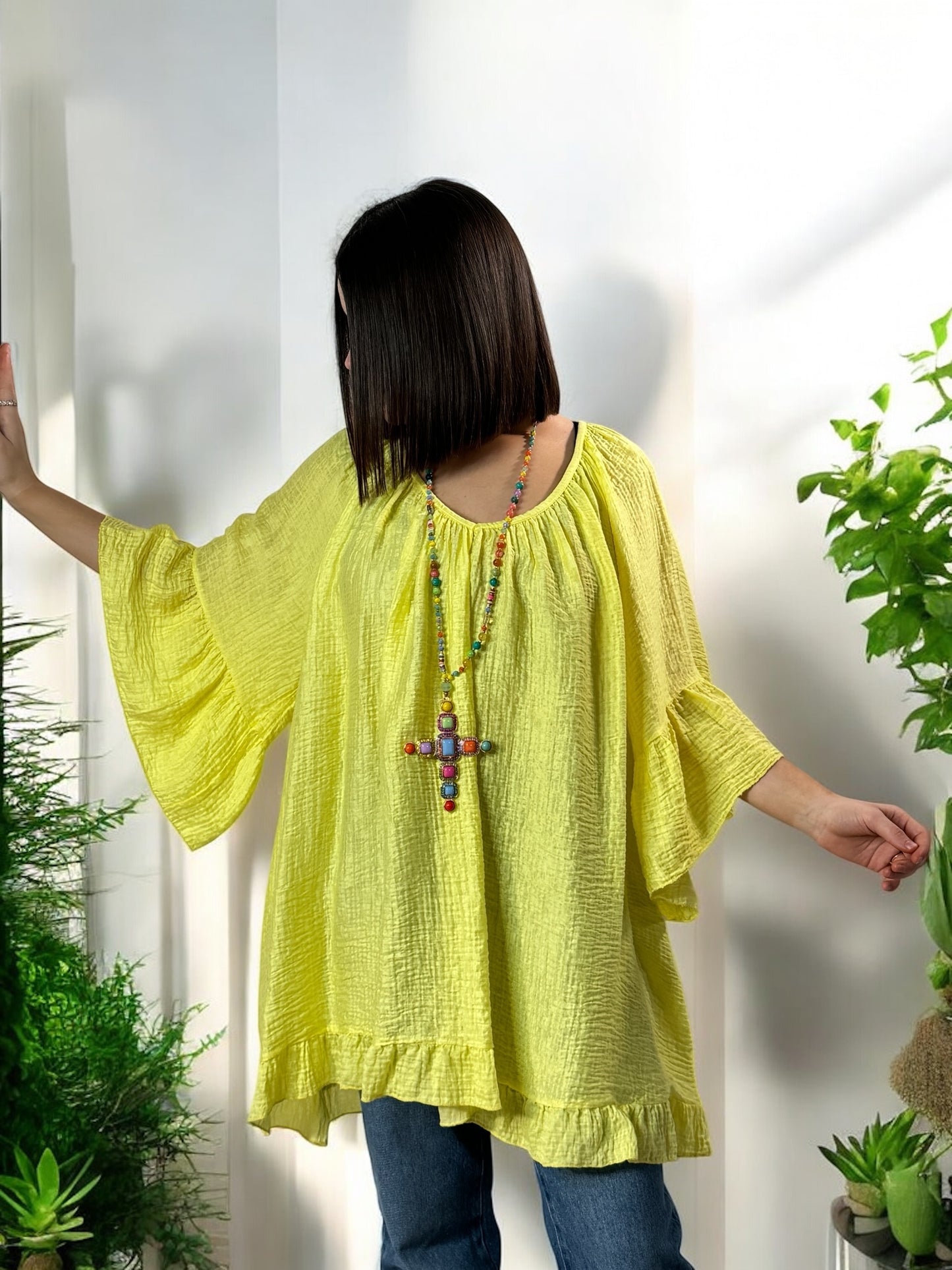BERLINGOT - TUNIQUE OVERSIZE JAUNE JUSQU'A LA TAILLE 58/60