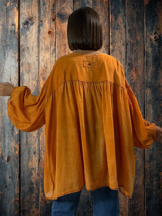 MARION - BLOUSE SAFRAN EN COTON OVERSIZE JUSQU'A LA TAILLE 56
