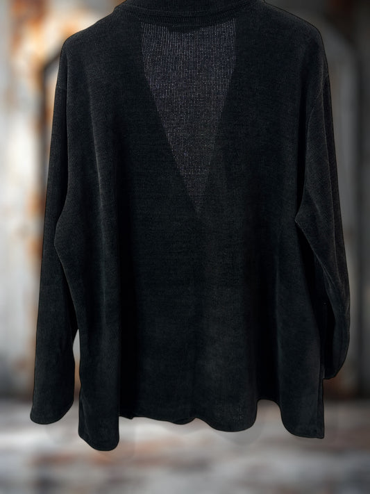 FLAVIE - VESTE NOIRE EN VELOURS JUSQU'A LA TAILLE 52