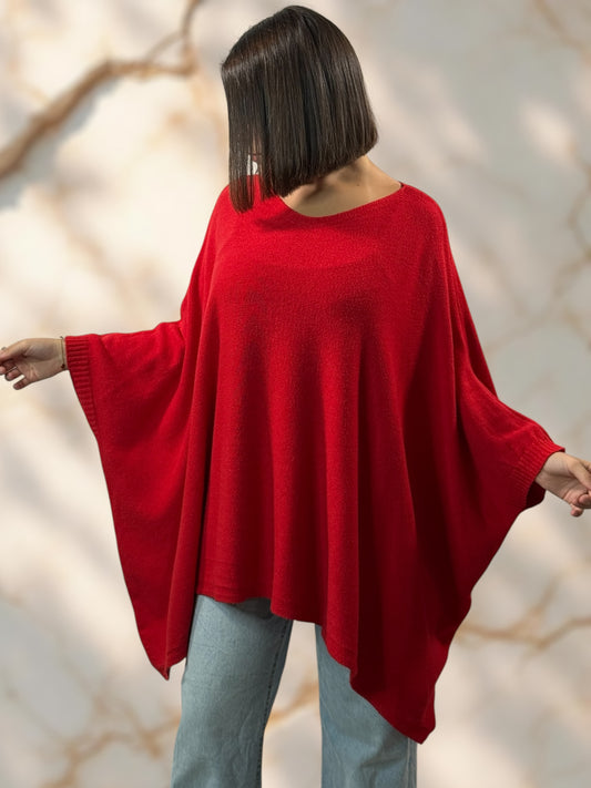 NICKO - PULL OVERSIZE ROUGE JUSQU'A LA TAILLE 60