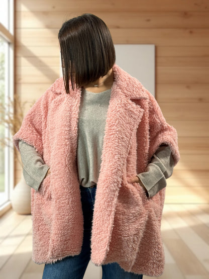 COCO - VESTE ROSE EN MOUMOUTE JUSQU'À LA TAILLE 54/56