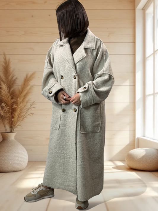 ROBERTO - LONG MANTEAU BEIGE JUSQU'A LA TAILLE 50/52