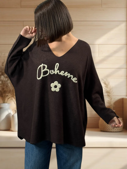 ORLANE - PULL OVERSIZE MARRON JUSQU'A LA TAILLE 54