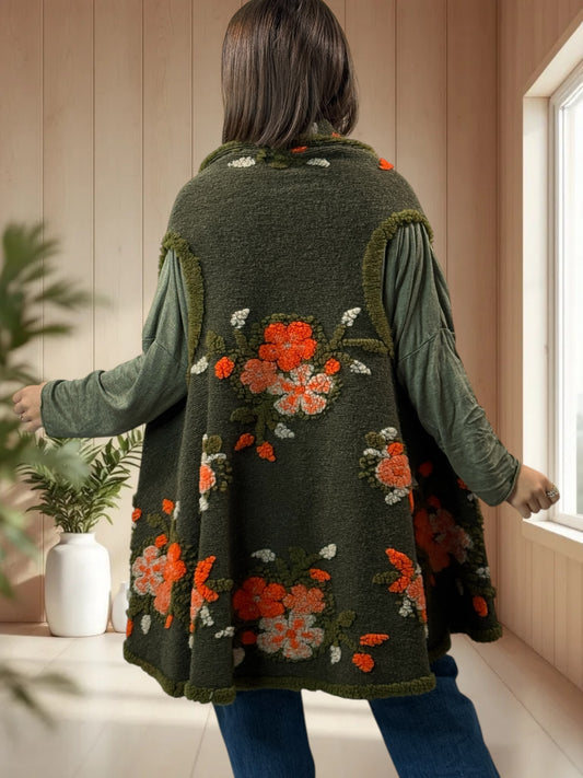CHOCOLAT - GILET EN LAINE BOUILLIE JUSQU'A LA TAILLE 52