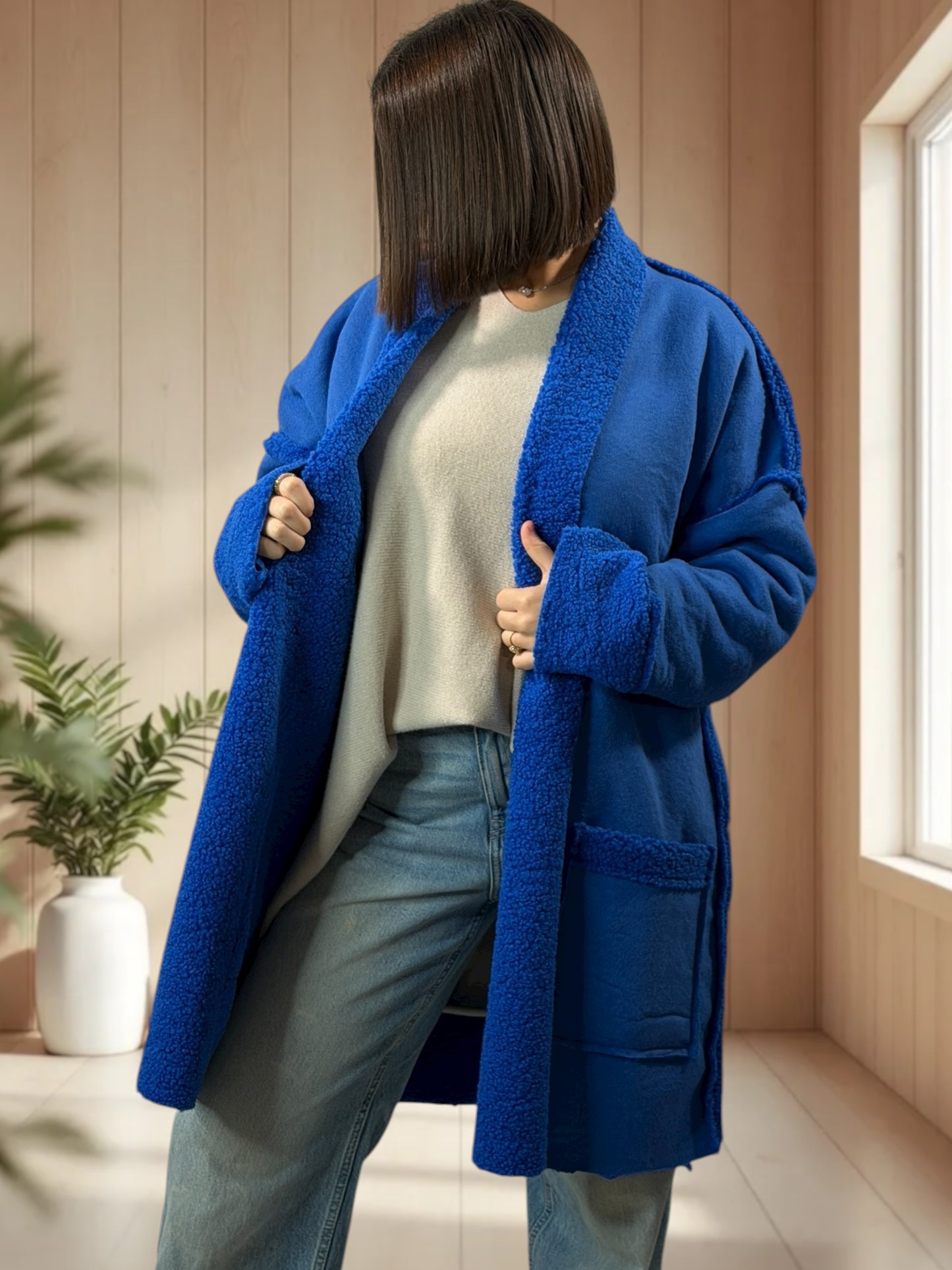 FREDERICO - VESTE BLEUE OVERSIZE JUSQU'A LA TAILLE 52