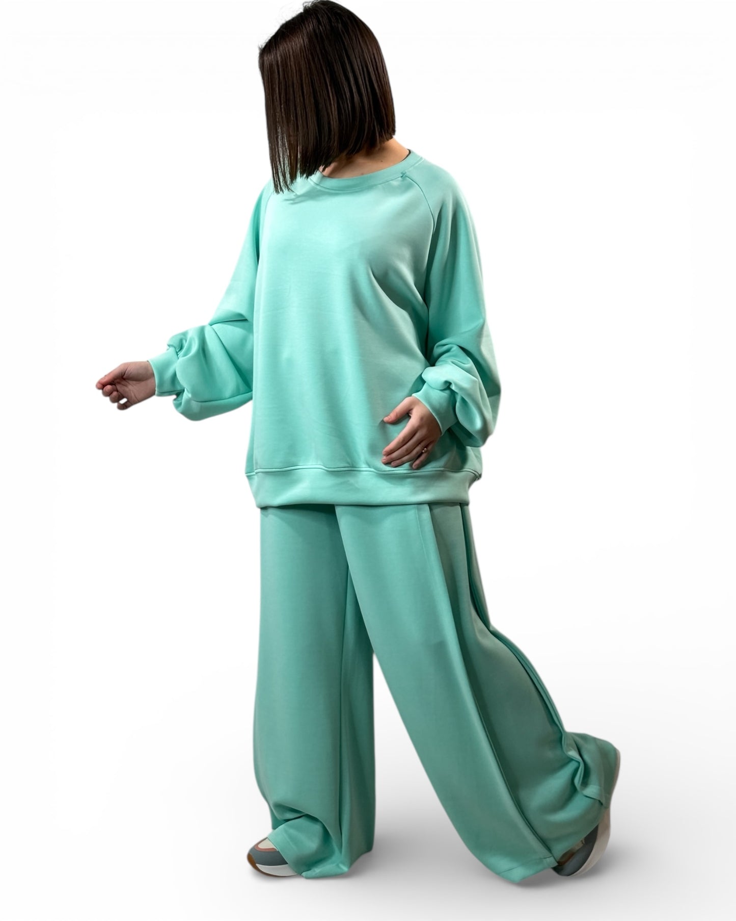 LORENZO - PANTALON AMPLE FLUIDE TURQUOISE TAILLE 46 A 52/54