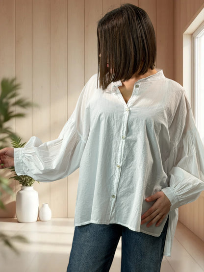 MADDY  - BLOUSE BLANCHE EN COTON JUSQU'A LA TAILLE 50/52