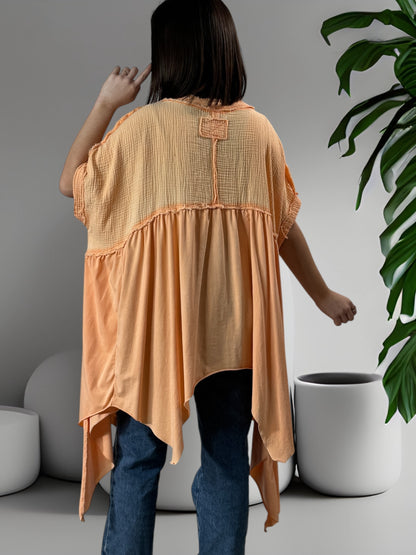 LOUNA - TUNIQUE ORANGE ASYMETRIQUE JUSQU'A LA TAILLE 54/56