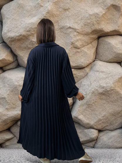 MAROUSSIA - ROBE MARINE PLIS SOLEIL JUSQU'A LA TAILLE 56