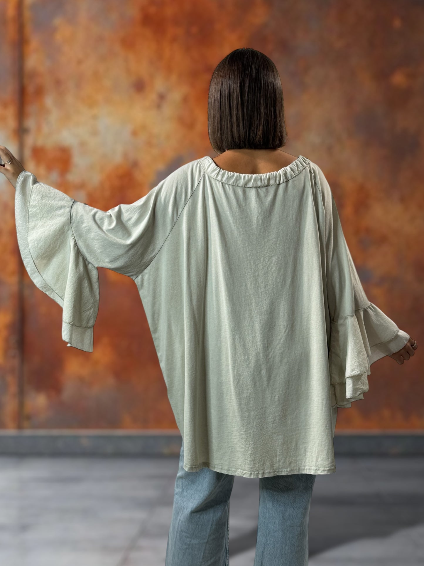 EMILIE - BLOUSE BEIGE EN COTON OVERSIZE JUSQU'A LA TAILLE 52