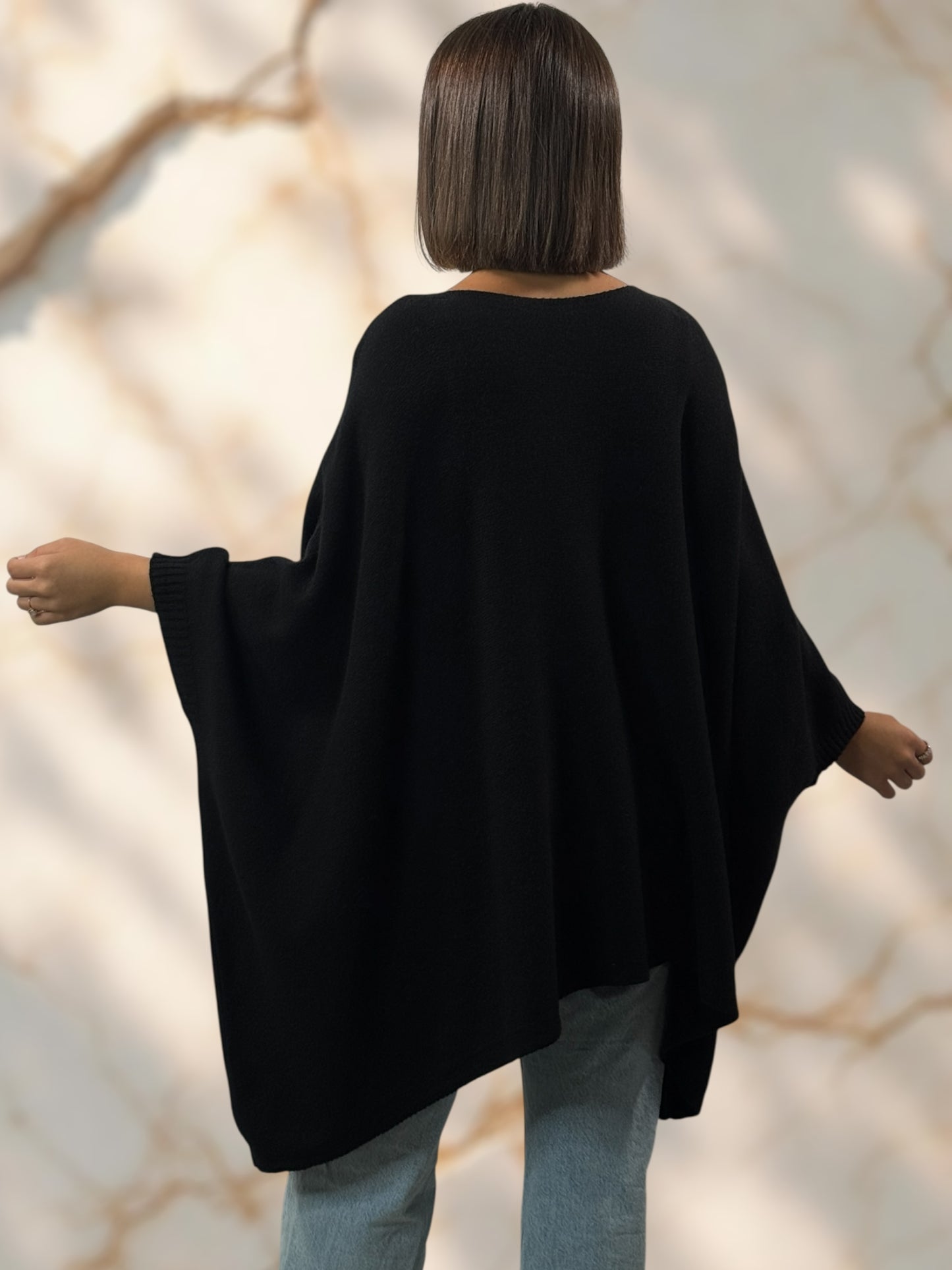 NICKO - PULL OVERSIZE NOIR JUSQU'A LA TAILLE 60