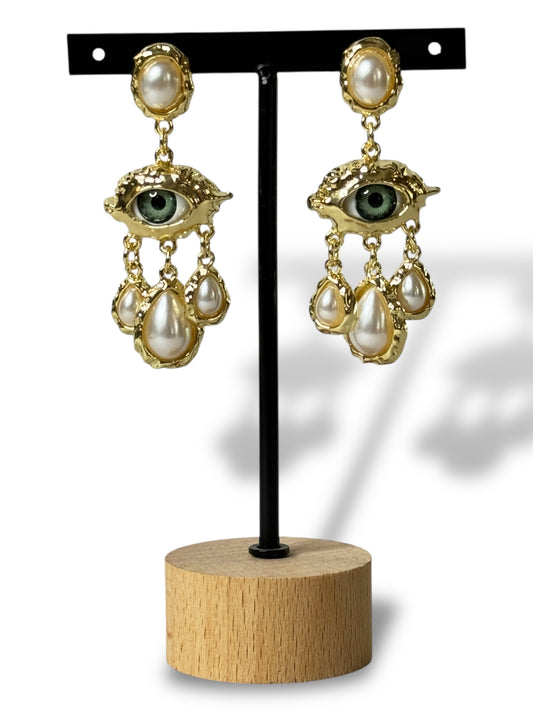PALMA - BOUCLES D'OREILLES OEIL ET PERLE
