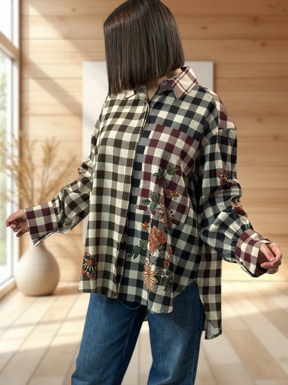 YSOLINE REF1 - CHEMISE OVERSIZE A MOTIF JUSQU'A LA TAILLE 52/54