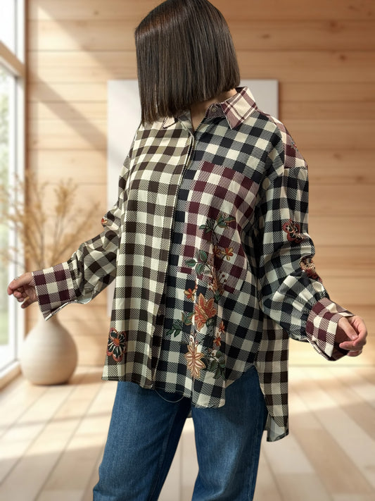 YSOLINE REF1 - CHEMISE OVERSIZE A MOTIF JUSQU'A LA TAILLE 52/54