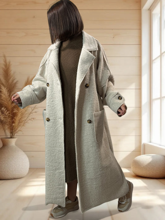 ROBERTO - LONG MANTEAU BEIGE JUSQU'A LA TAILLE 50/52