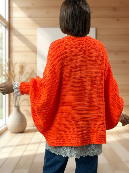 ELLA - PULL OVERSIZE ORANGE JUSQU'A LA TAILLE 56