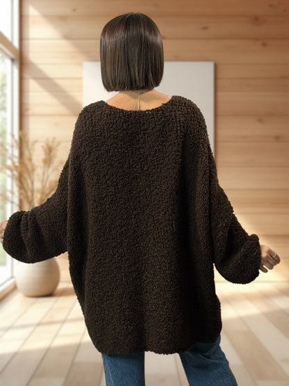 LAETITIA - PULL MARRON OVERSIZE JUSQU'A LA TAILLE 58