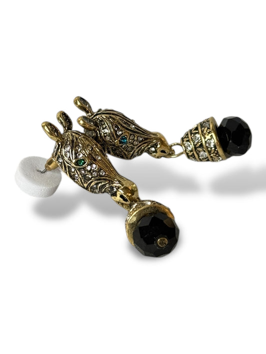 FABULEUSE - BOUCLES D'OREILLES ZEBRE AVEC STRASS