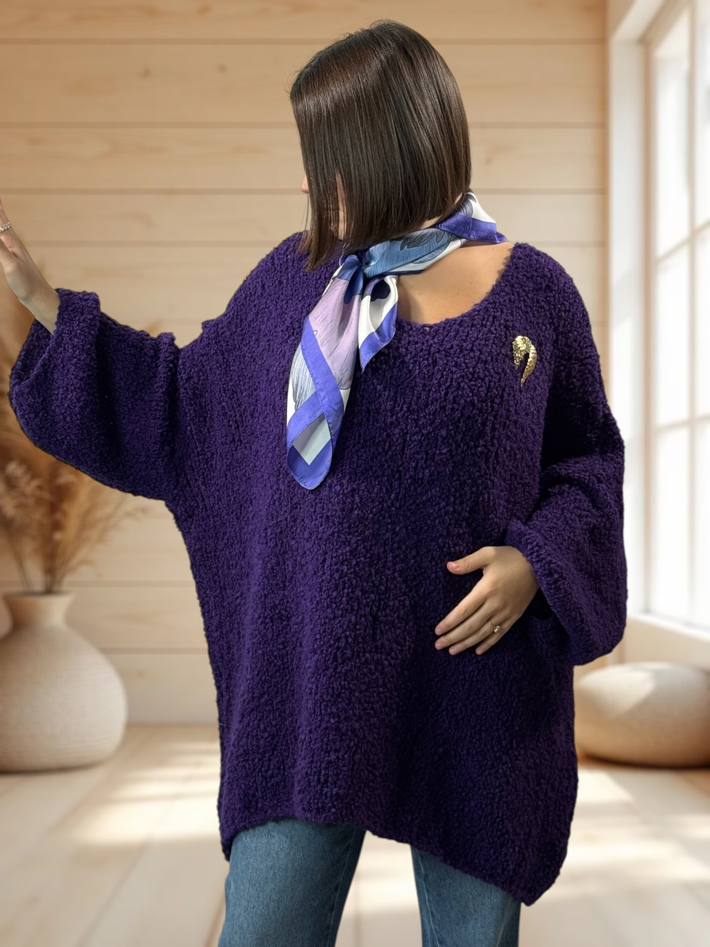 LAETITIA - PULL VIOLET OVERSIZE JUSQU'A LA TAILLE 58