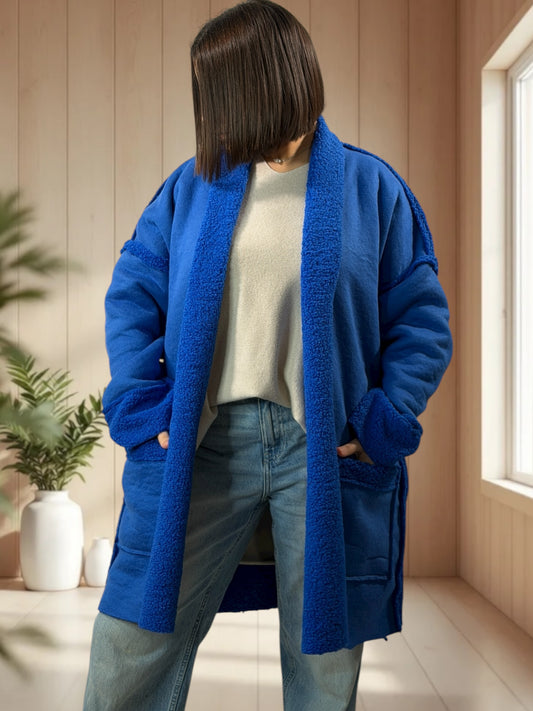 FREDERICO - VESTE BLEUE OVERSIZE JUSQU'A LA TAILLE 52