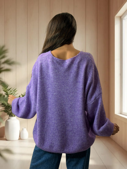CLAUDIO - PULL LILAS LOGO BOHEME JUSQU'A LA TAILLE 54/56