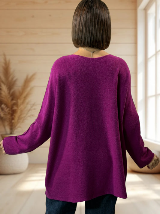 TINA - PULL OVERSIZE CYCLAMEN JUSQU'A LA TAILLE 54