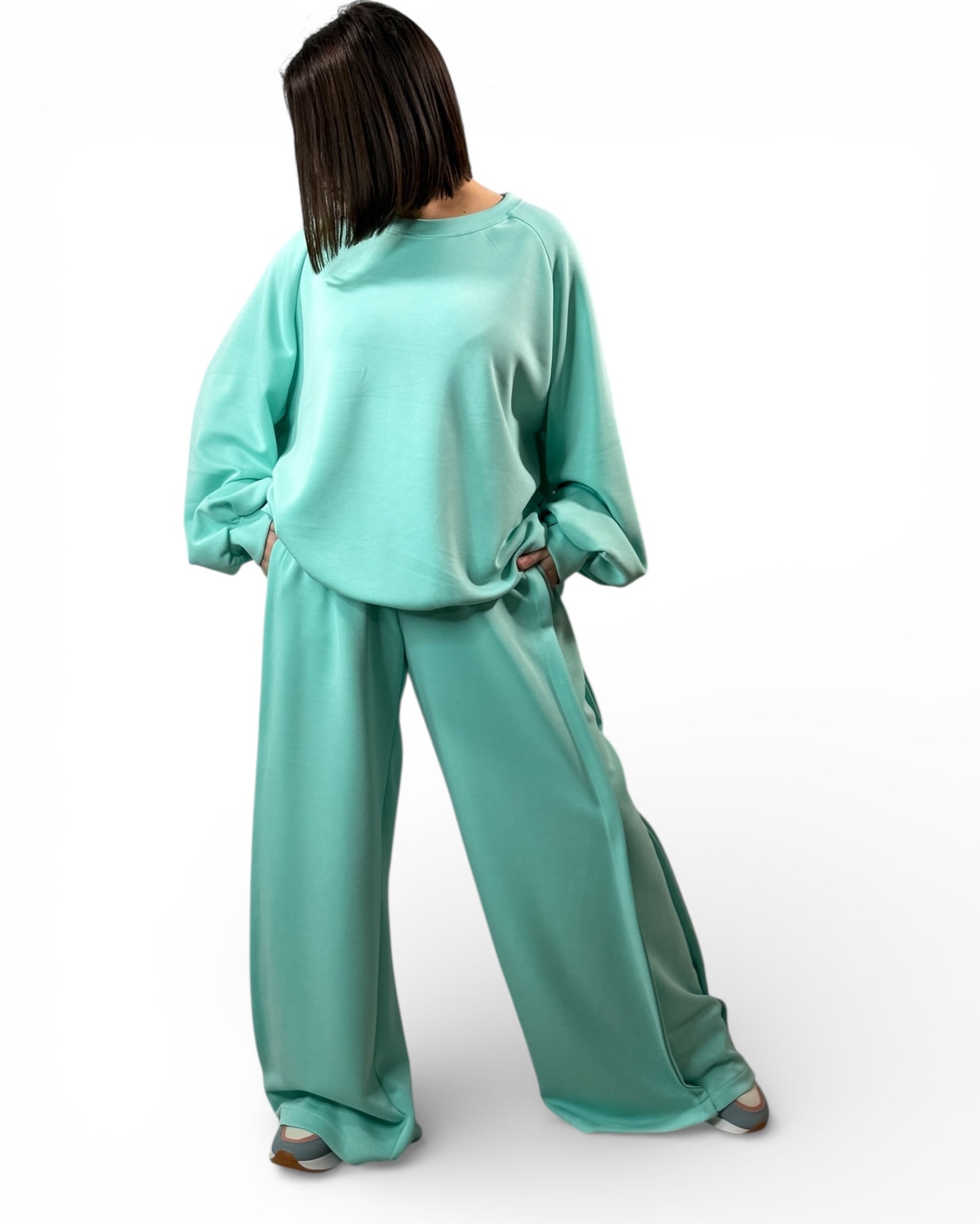LORENZO - PANTALON AMPLE FLUIDE TURQUOISE TAILLE 46 A 52/54