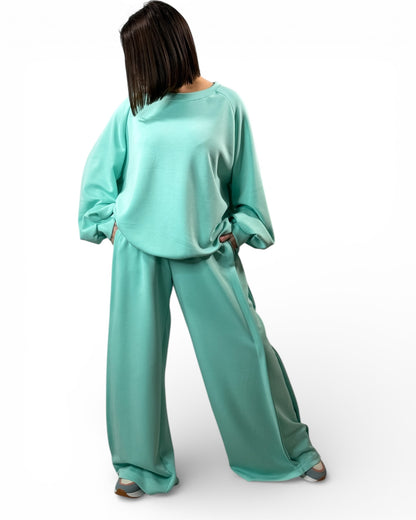 LORENZO - PANTALON AMPLE FLUIDE TURQUOISE TAILLE 46 A 52/54