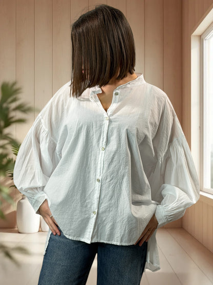 MADDY  - BLOUSE BLANCHE EN COTON JUSQU'A LA TAILLE 50/52