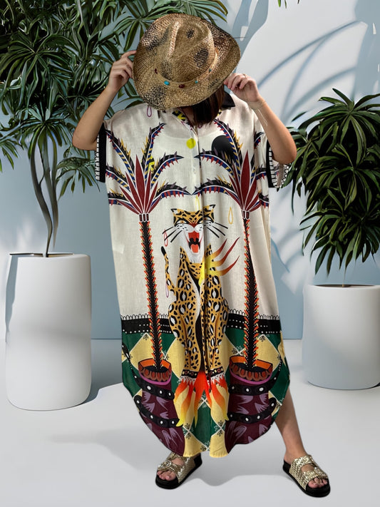 ITICA - ROBE OVERSIZE MOTIF PANTHERE JUSQU'A LA TAILLE 56