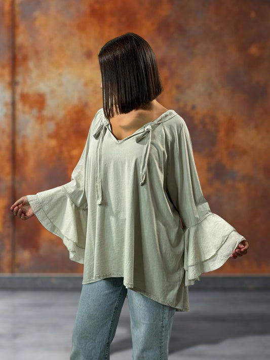 EMILIE - BLOUSE BEIGE EN COTON OVERSIZE JUSQU'A LA TAILLE 52